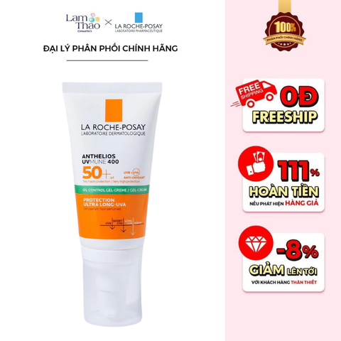  Kem Chống Nắng Kiềm Dầu La Roche-Posay Anthelios UVmune 400 Oil Control Gel-Cream SPF 50+ PA++++ ( Mẫu Mới) 