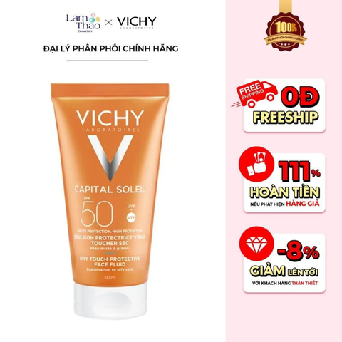  Kem Chống Nắng Dưỡng Da Cho Da Dầu Vichy Ideal Soleil Mattifying Face Fluid Dry Touch SPF 50 PA+++ 