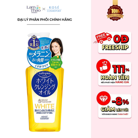  Dầu Tẩy Trang Dưỡng Trắng Da Kose Softymo White Cleansing Oil (mẫu mới) 