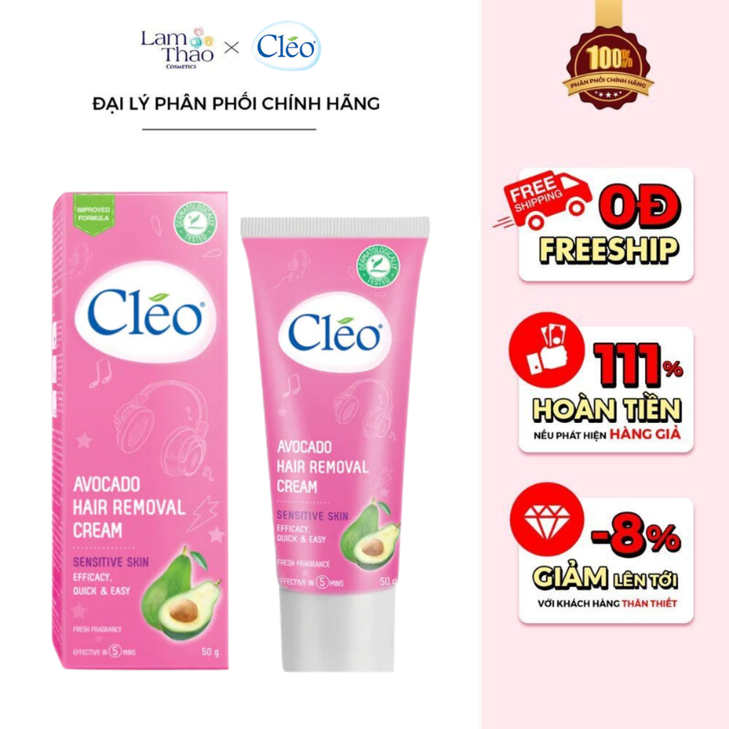 Kem Tẩy Lông Dành Cho Da Nhạy Cảm Cleo Avocado Hair Removal Cream - Sensitive Skin