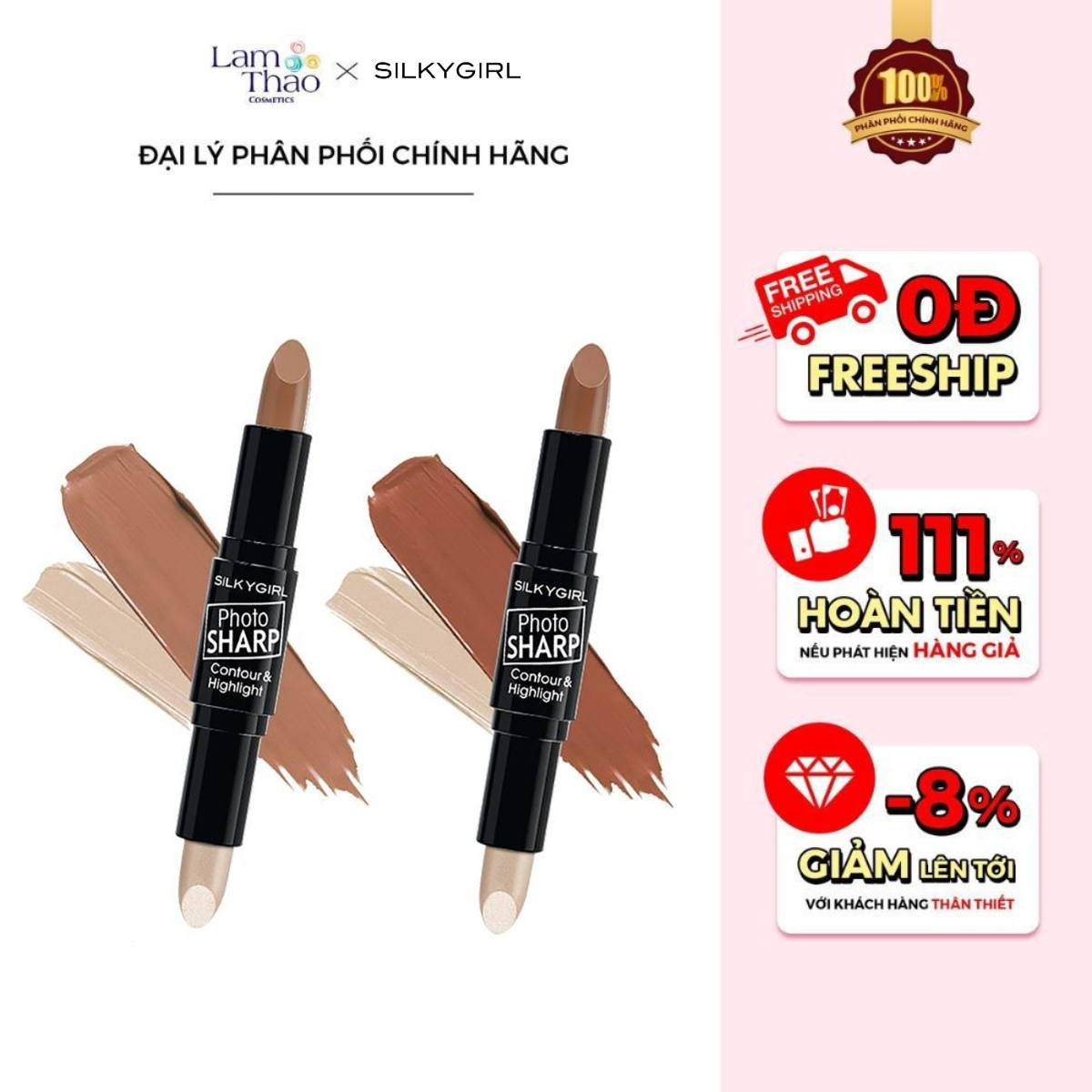 Tạo Khối 2 Đầu Silkygirl Photo Sharp Contour & Highlight