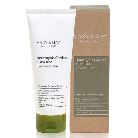  Sữa Rửa Mặt Chiết Xuất Diếp Cá + Tràm Trà Mary & May Houttuynia Cordata + Tea Tree Cleansing Foam 