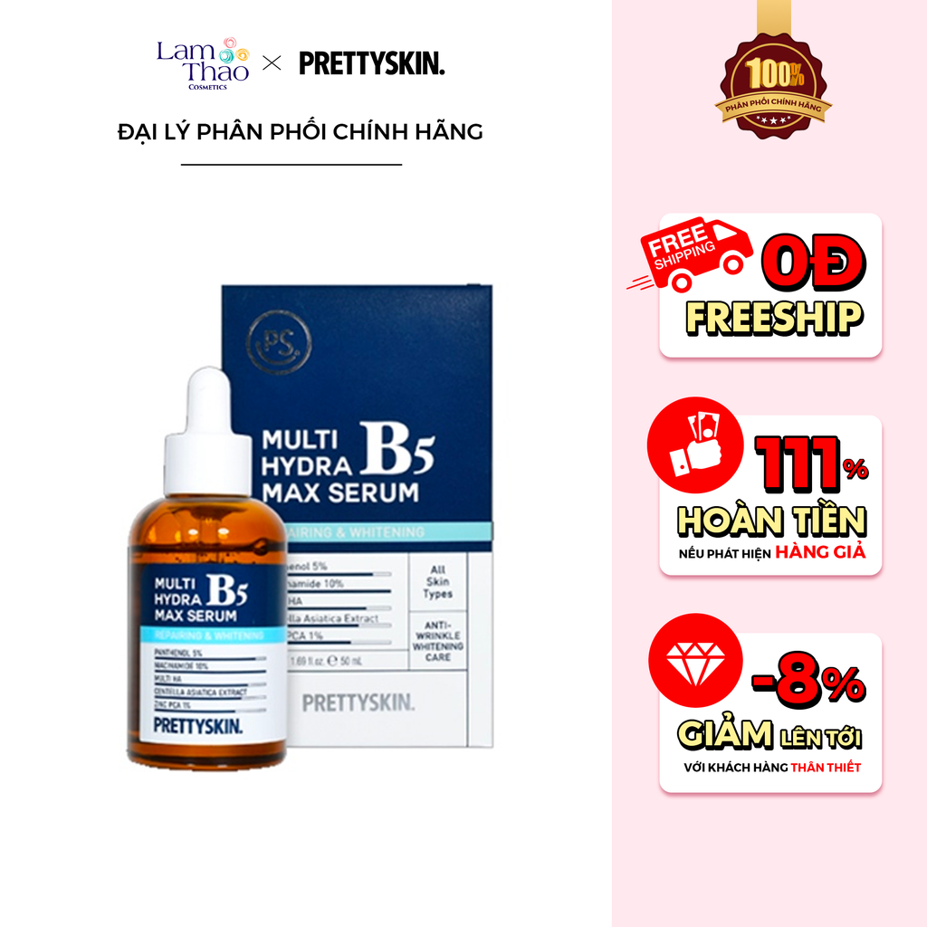 [HĐ 699K PRETTY SKIN TẶNG KEM DƯỠNG RETINOL] Tinh Chất Hỗ Trợ Phục Hồi Cho Da Dầu Pretty Skin Multi Hydra B5 Max Serum