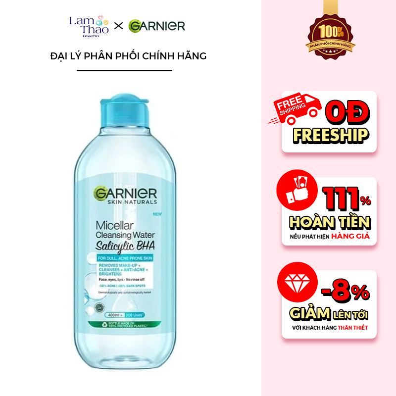 Nước Tẩy Trang Da Dầu Mụn Garnier Micellar Cleansing Salicylic BHA Water For Oily AcneProne Skin New