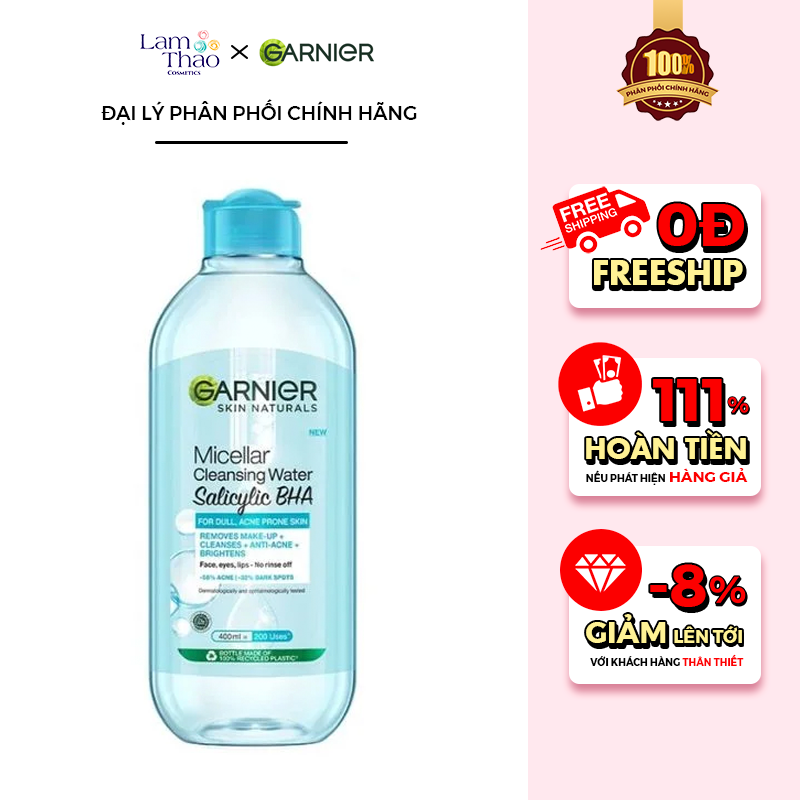 Nước Tẩy Trang Dành Cho Da Dầu Và Mụn Garnier Micellar Cleansing Salicylic BHA Water For Oily & Acne-Prone Skin New