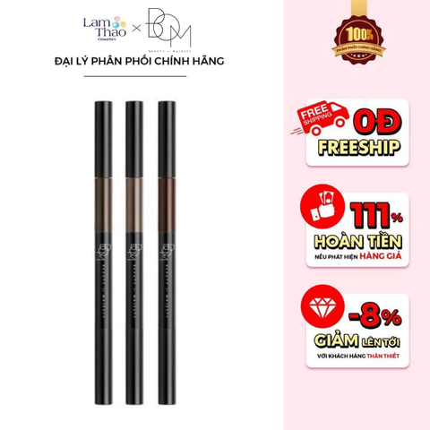  [TẶNG 1 NTT BOM 8TEA 30ML] Chì Kẻ Mày Đa Năng 3 In 1 BOM Triple Edge Eye Brow 