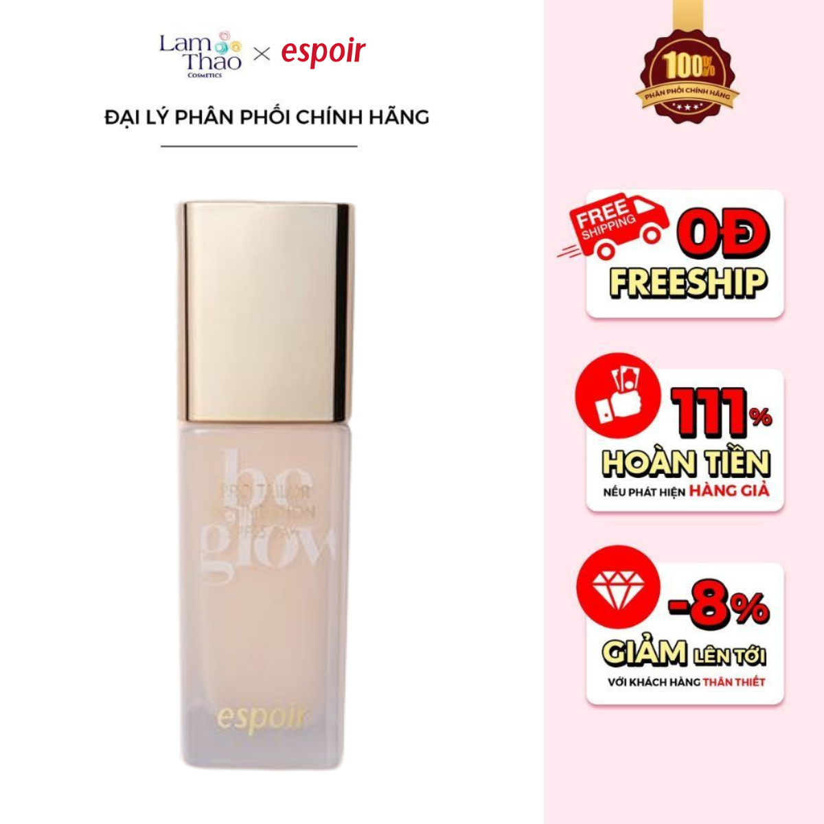 Kem Nền Espoir Pro Tailor Foundation Be Glow SPF25 PA++