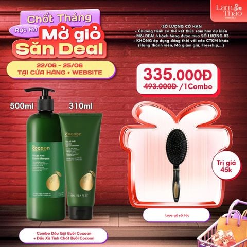  [DEAL 22/6 - 25/6 MUA Gội 500ml + Xả 310ml TẶNG 1 LƯỢC CHẢI TÓC] Combo 1 Tặng 1 Cocoon 