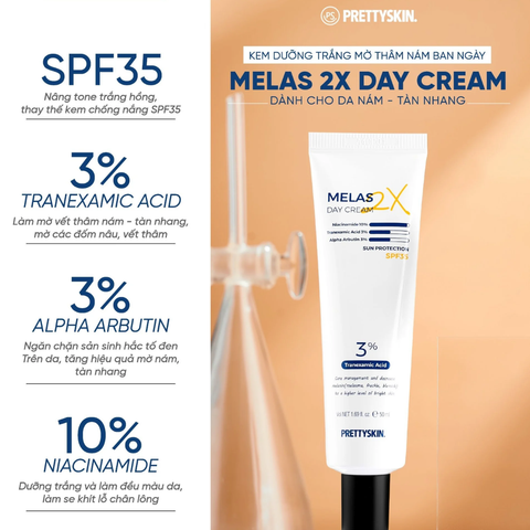  Kem Dưỡng Hỗ Trợ Mờ Thâm Ban Ngày Pretty Skin Melas 2X Cream Day 