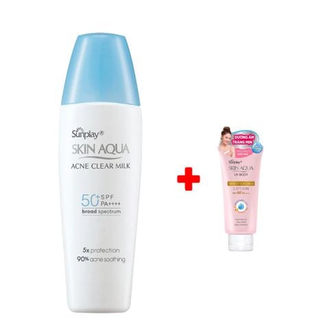  Sữa Chống Nắng Dưỡng Da Hỗ Trợ Ngừa Mụn Sunplay Skin Aqua Acne Clear Milk SPF50+ PA++++ 