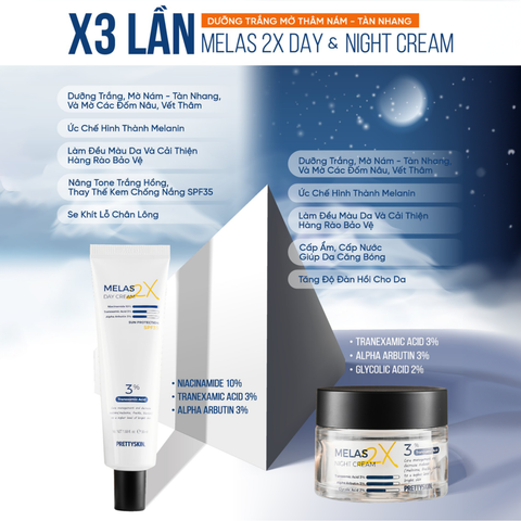  Kem Dưỡng Ban Đêm Pretty Skin Melas 2X Cream Night 