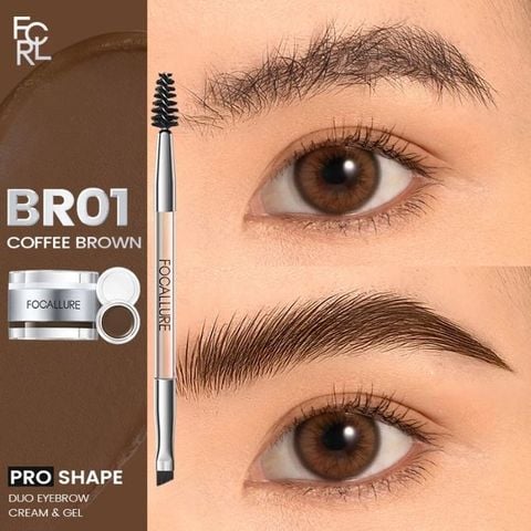  Gel Kẻ Chân Mày 3D 2In1 Chống Dính Lâu Trôi Focallure Brows Gel Cream 