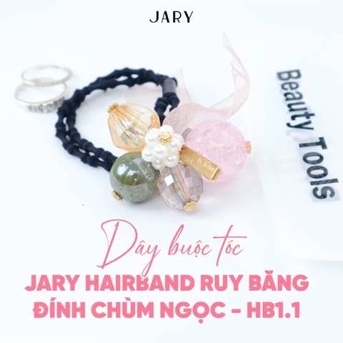  Dây Buộc Tóc Ruy Băng Đính Chùm Ngọc Jary Hair Band 
