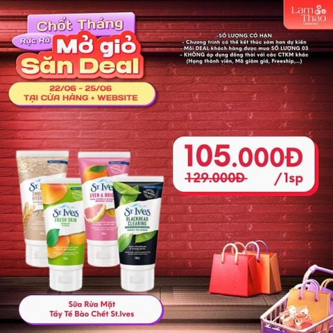  [DEAL 22/6 - 25/6 GIÁ SỐC] [MUA 2 SP ST.IVES BẤT KÌ TẶNG 1 GẤU BÔNG CAPYBARA]  Sữa Rửa Mặt Tẩy Tế Bào Chết St.Ives 