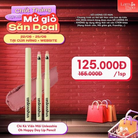  [DEAL 22/6 - 25/6 GIÁ SỐC] Chì Kẻ Viền Môi Unleashia Oh Happy Day Lip Pencil 