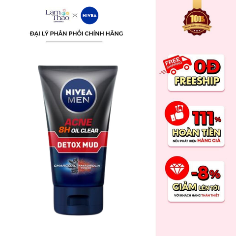  Sữa Rửa Mặt Giúp Giảm Mụn & Hư Tổn Da Nivea Men Anti Acne Oil Control Mud Foam 