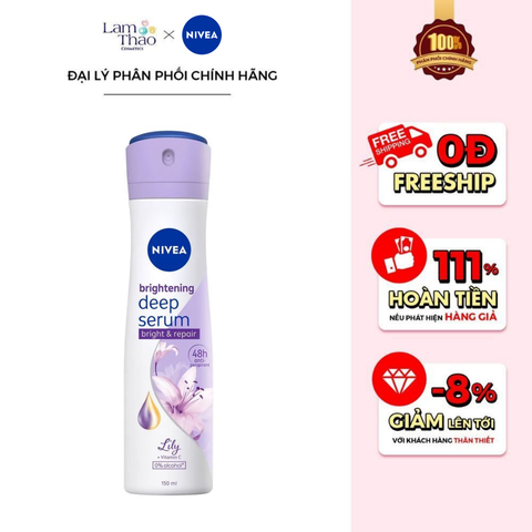  Xịt Khử Mùi Sáng Da Hương Hoa Nivea Serum Deep Serum Spray 