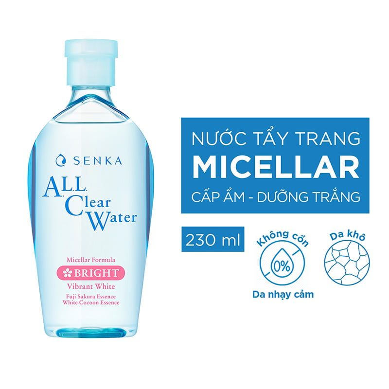 Nước Tẩy Trang Cho Da Nhạy Cảm Senka All Clear Water Micellar Formula White