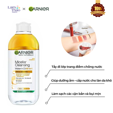  Nước Tẩy Trang Dạng Dầu Làm Sạch Sâu Garnier Micellar Oil-Infused Cleansing Water 