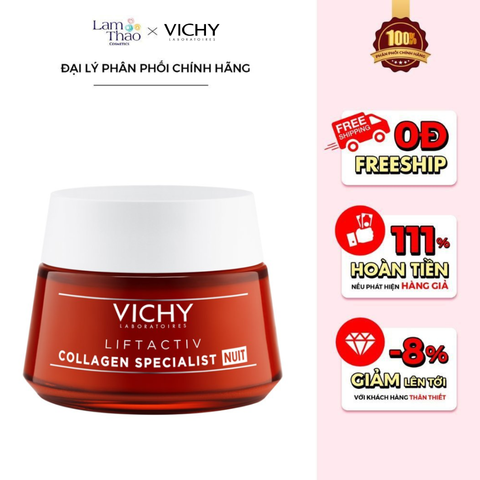  Kem Dưỡng Sáng Da, Mờ Thâm Nám Ban Đêm Vichy Liftactiv Collagen Specialist Night 