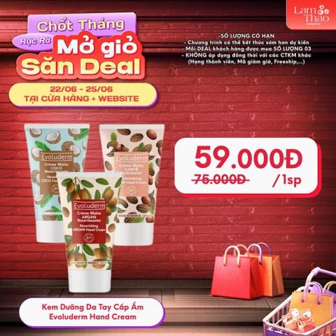  [DEAL 22/6 - 25/6 GIÁ SỐC] Kem Dưỡng Da Tay Cấp Ẩm Evoluderm Hand Cream 