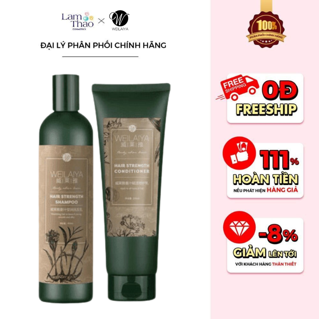 Bộ Dầu Gội Và Xã Hà Thủ Ô Weilaiya Hair Strength Shampoo & Conditioner
