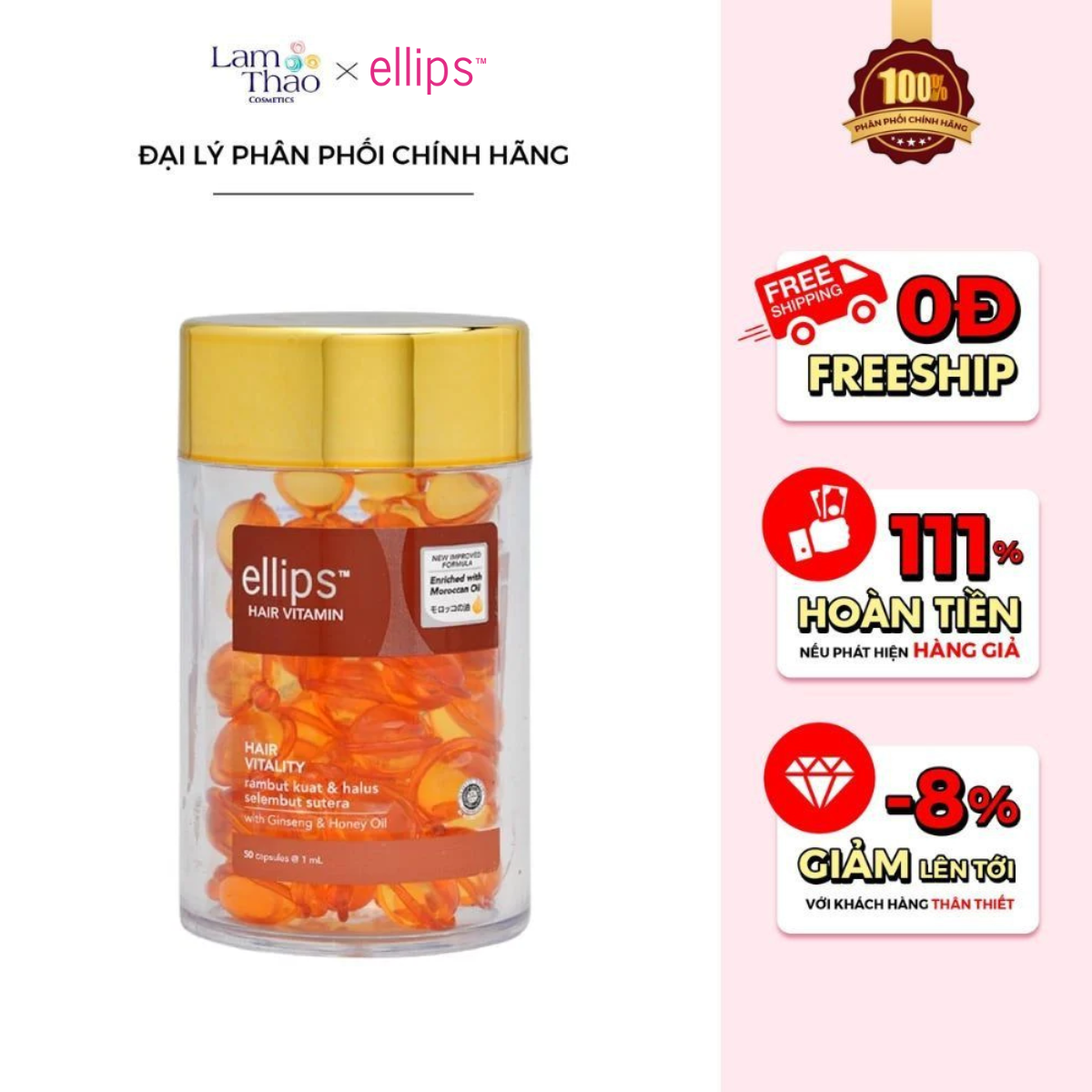 Serum Dưỡng Tóc Chắc Khoẻ Giảm Gãy Rụng Ellips Hair Vitamin Hair Vitality