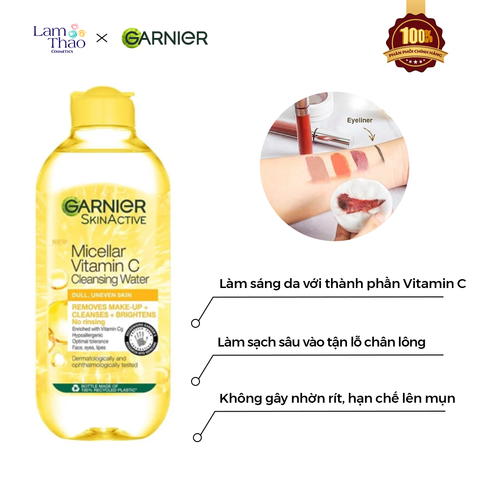  Nước Tẩy Trang Làm Sáng Da Garnier Micellar Cleansing Water Vitamin C 