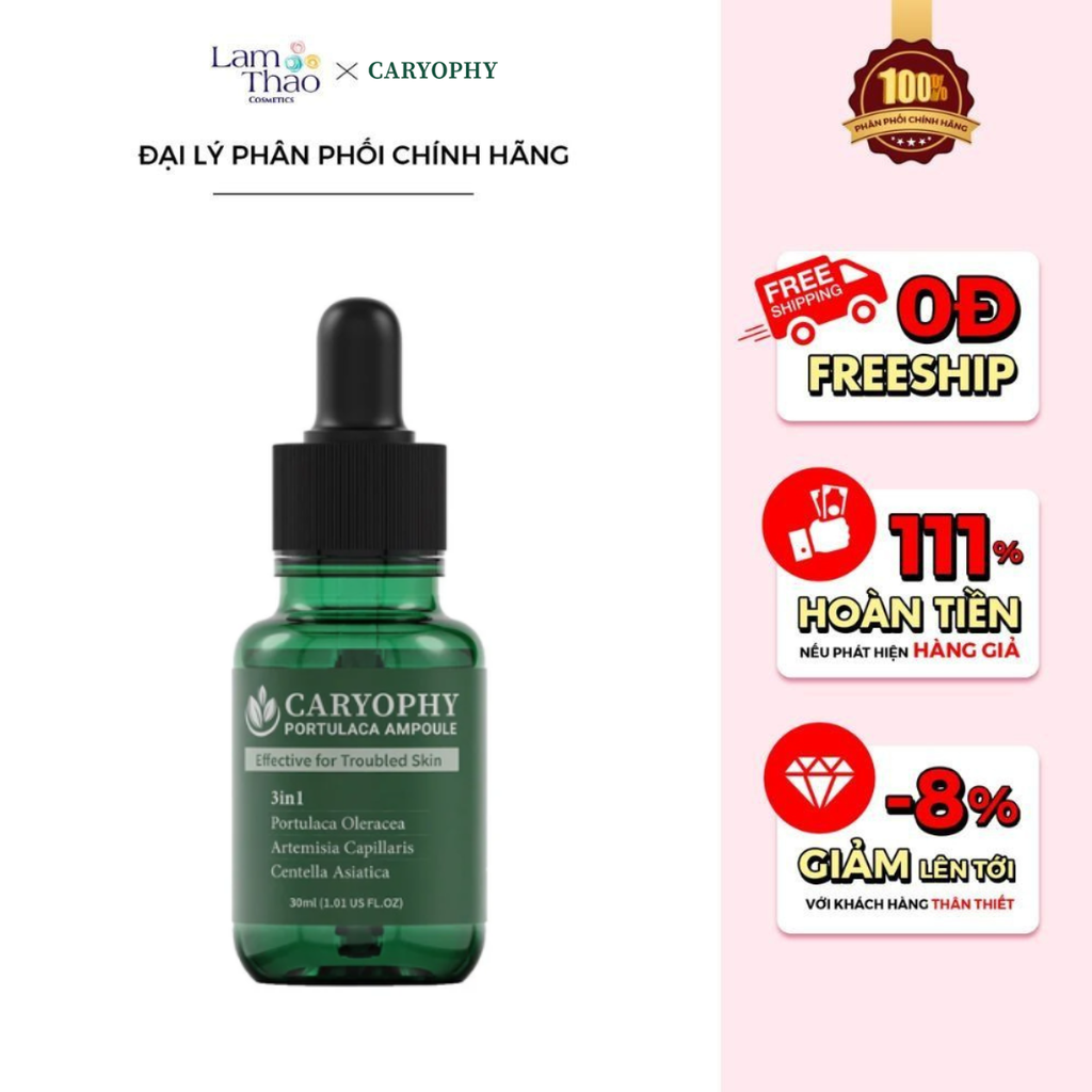 Tinh Chất Hỗ Trợ Giảm Mụn, Thâm Mụn Caryophy Portulaca Ampoule ( Mẫu Mới )