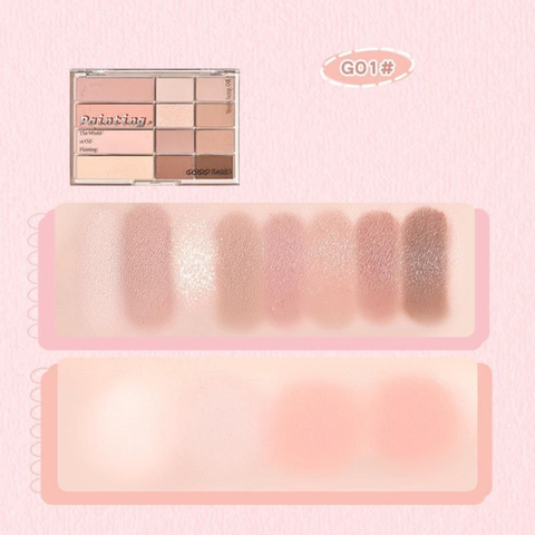  Bảng Phấn Mắt Và Má Hồng 12 Ô Gogo Tales Pink Mist Soft Focus Powder Blusher Eyeshadow 