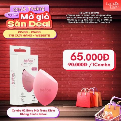  [DEAL 22/6 - 25/6 COMBO 2 BÔNG MÚT GIÁ SỐC] Bông Mút Trang Điểm Kháng Khuẩn Befou 