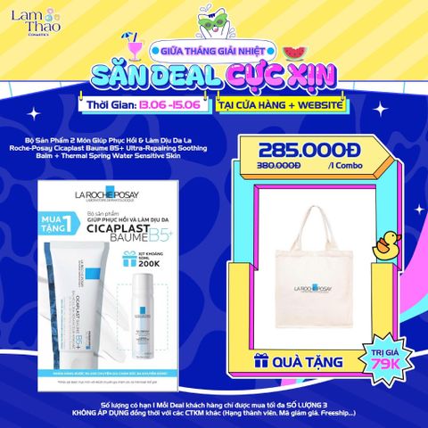  [DEAL 13/6 - 15/6 TẶNG TÚI CANVAS] Bộ Sản Phẩm 2 Món Giúp Phục Hồi & Làm Dịu Da La Roche-Posay Cicaplast Baume B5+ Ultra-Repairing Soothing Balm + Thermal Spring Water Sensitive Skin 
