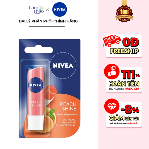  Son Dưỡng Môi Nivea Peach Shine Caring Lip Balm 