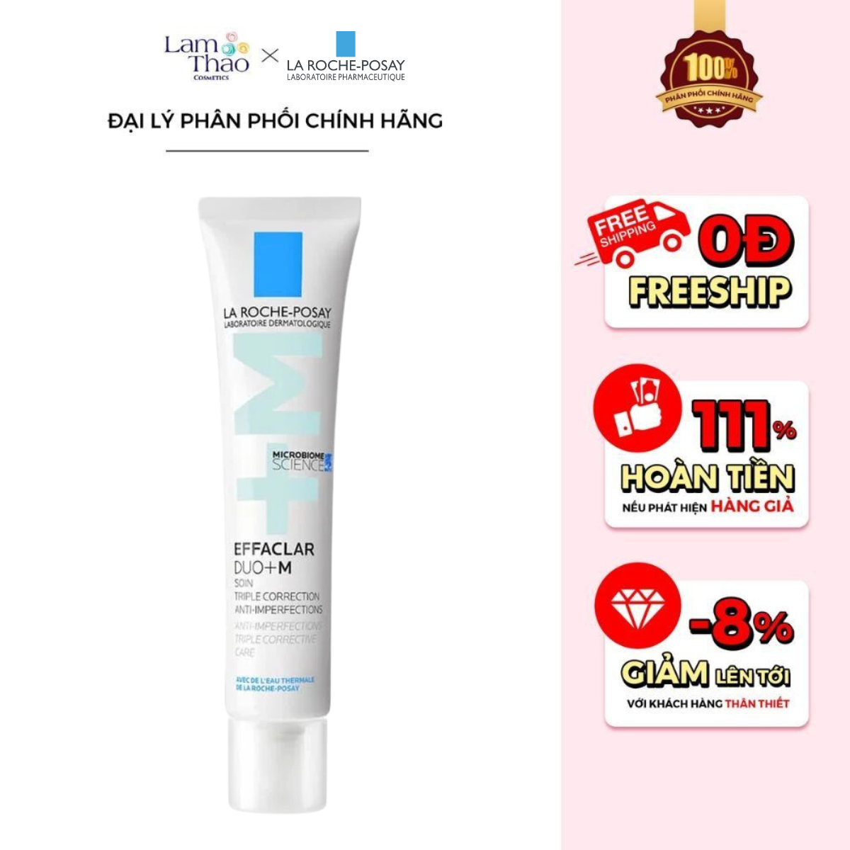 Kem Dưỡng Hỗ Trợ Giảm Mụn La Roche-Posay Laboratoire Dermatologique Effaclar Dou+M (MẪU MỚI)