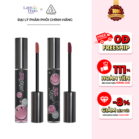  Son Kem Nhung Mịn Lỳ 3CE Velvet Lip Tint Smiley Edition 
