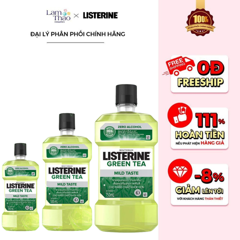  Nước Súc Miệng Trà Xanh Ngừa Sâu Răng Listerine Natural Green Tea 