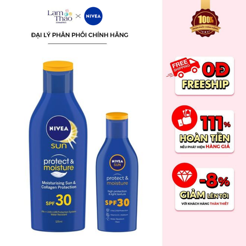  Sữa Chống Nắng Toàn Thân Dưỡng Ẩm Thoáng Mượt Nivea Sun Protect & Moisture SPF30 Pa+++ 