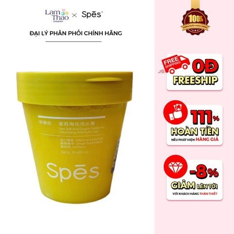  Tẩy Tế Bào Chết Da Đầu Hương Gừng Giúp Tóc Bồng Bềnh Spes Sea Salt And Ginger Cream For Volumizing And Fluffy Hair 