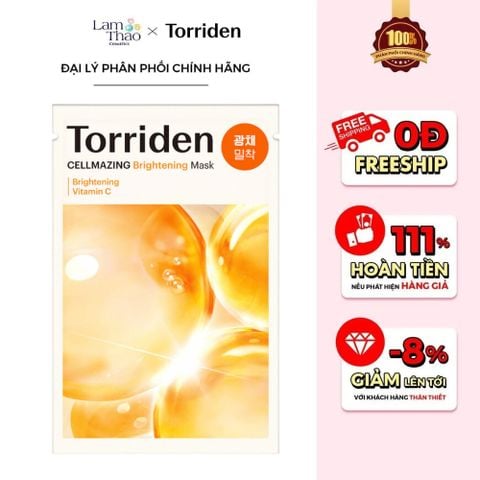  [DEAL 14/8 - 17/8 MUA 2 MẶT NẠ TORRIDEN BẤT KÌ TẶNG 1 GÓI TONER PAD] Mặt Nạ Hỗ Trợ Làm Sáng Da Torriden Cellmazing Vita C Brightening Mask 