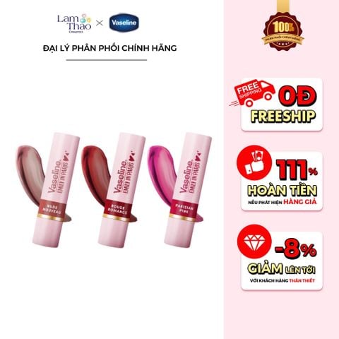  [MUA 2 SON DƯỠNG VASELINE TẶNG 01 LY GIỮ NHIỆT] Son Dưỡng Ẩm Có Màu Vaseline Emily In Paris 