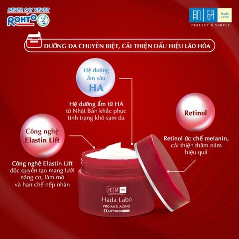  Kem Dưỡng Chuyên Biệt Hỗ Trợ Cải Thiện Da Lão Hóa Hada Labo Pro Anti Aging Retinol B3 Cream 