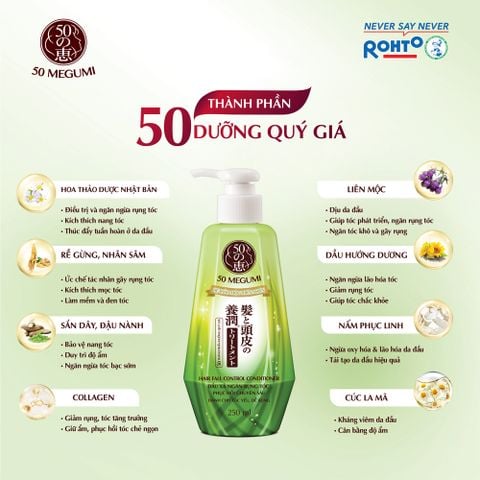  [MUA 1 SP 50 MEGUMI BẤT KÌ TẶNG 1 KHĂN 50 MEGUMI] Dầu Xả Ngăn Hỗ Trợ Ngừa Rụng Tóc Phục Hồi Chuyên Sâu Cho Tóc Yếu 50 Megumi Hair Fall Control Conditioner 