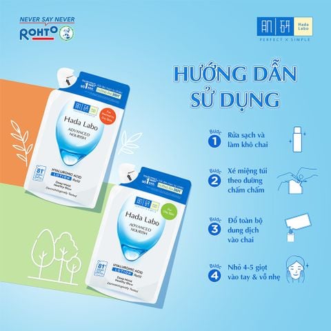  Túi Refill Dung Dịch Dưỡng Ẩm Da Thường, Khô Hada Labo Advanced Nourish Hyaluronic Acid Lotion For Normal To Dry Skin 