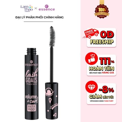  Mascara Chống Thấm Nước Dài Mi, Cong Tức Thì Essence Lash Goals Volume Curl Waterproof 