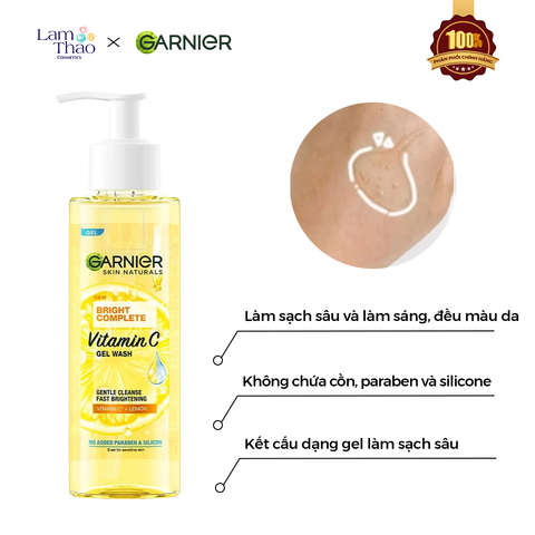  Gel Rửa Mặt Sạch Sâu Dịu Nhẹ Sáng Da Garnier Bright Complete Vitamin C Gel Wash 