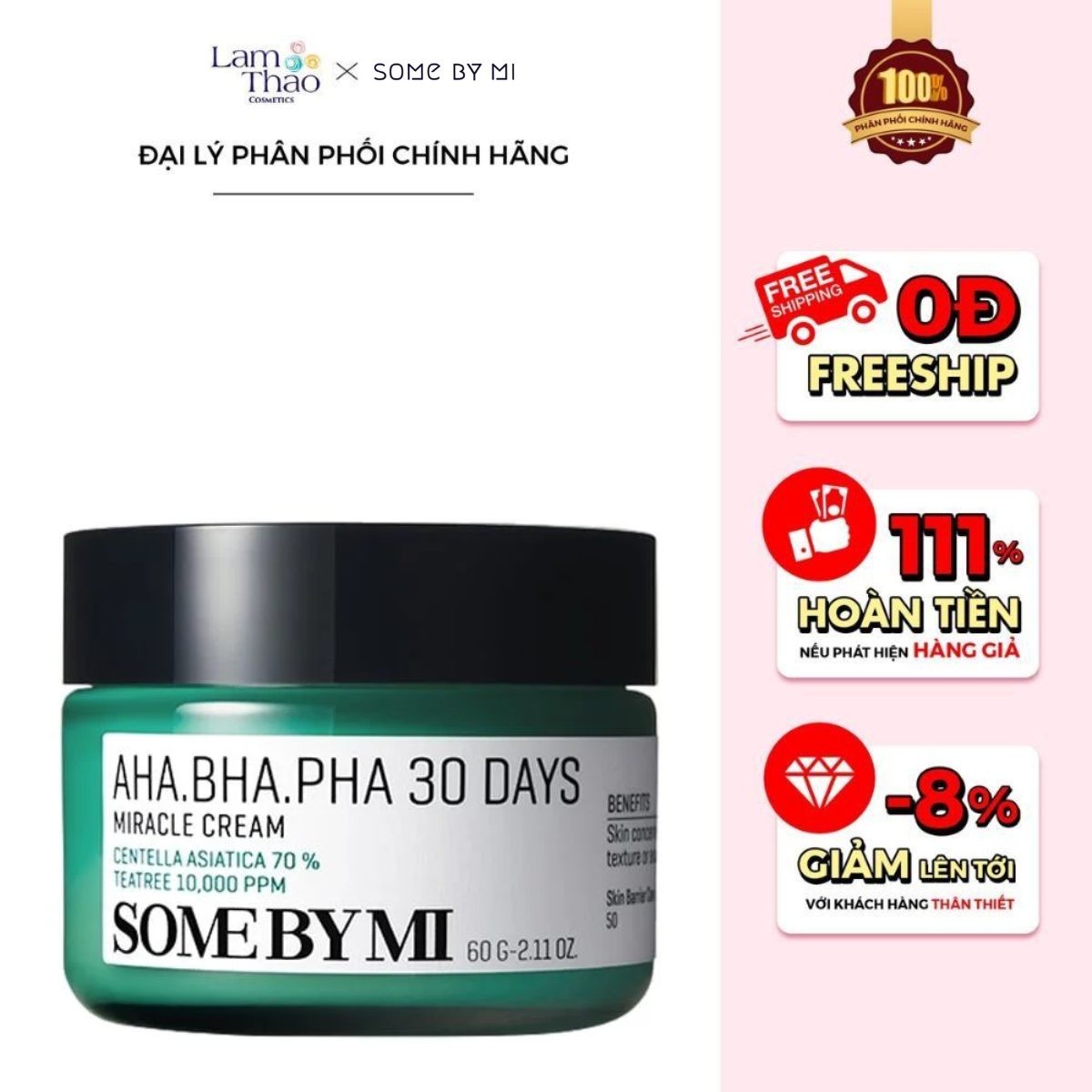 Kem Dưỡng Hỗ Trợ Giảm Mụn Some By Mi AHA-BHA-PHA 30 Days Miracle Cream