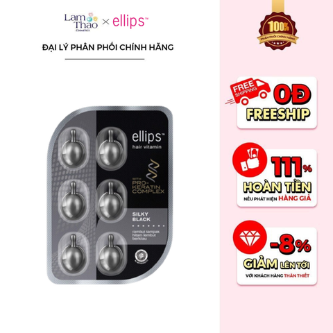  Serum Dưỡng Tóc Đen Mượt Ellips Hair Vitamin Silky Black 
