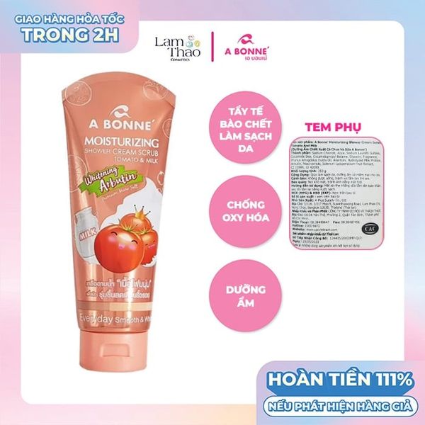 Kem Tắm Tẩy Da Chết A Bonné Shower Cream Scrub Tomato & Milk 350gr