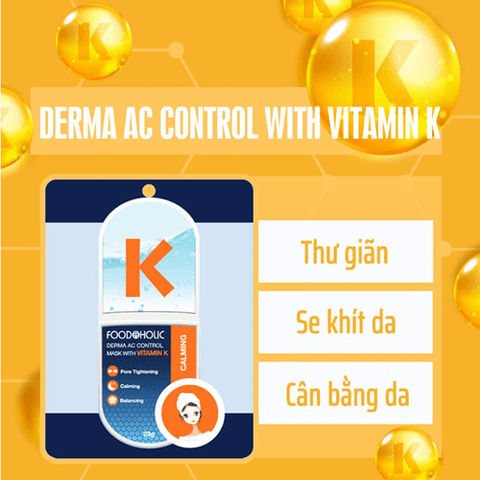  [MUA 10 MIẾNG CÒN 79K/10SP] Mặt Nạ Kháng Khuẩn Mụn Dành Cho Da Mụn Foodaholic With Vitamin K - Calming 