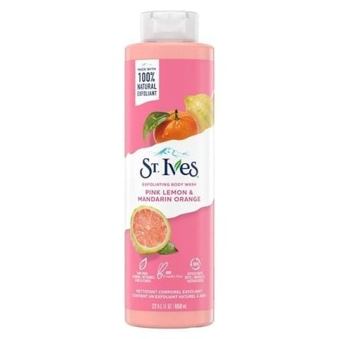  [MUA 2 SP ST.IVES BẤT KÌ TẶNG 1 GẤU BÔNG CAPYBARA] Sữa Tắm Dưỡng Sáng Da St.Ives Pink Lemon & Mandarin Orange Exfoliating Body Wash (Mẫu Mới) 